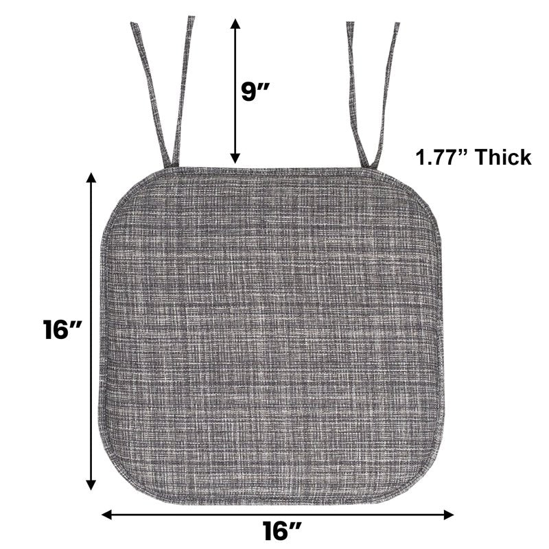 Memory Foam Non-Slip Chair Cushion Pad with Ties - 6 Pack, Multi Gray