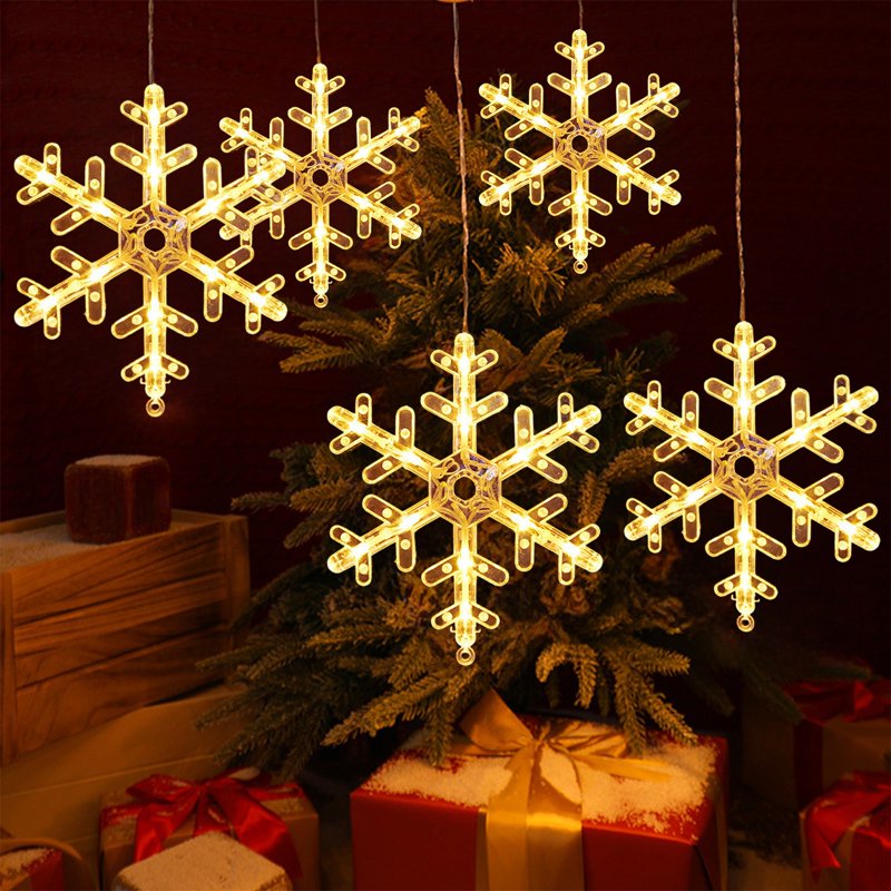Christmas Window Lights with Suction Cups - Warm White LED Snowman & Tree - White C