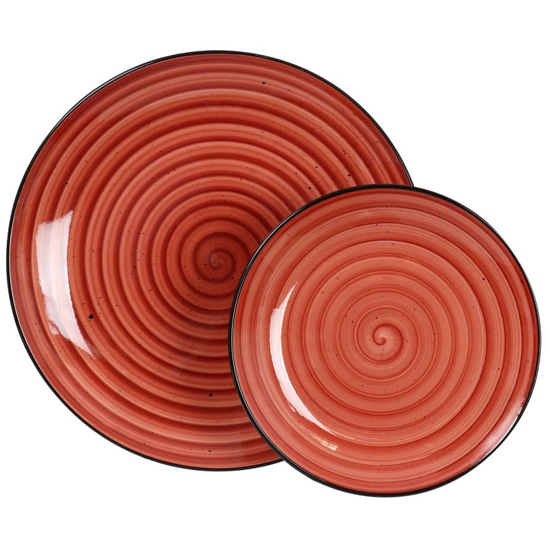 24-Piece Stoneware Dinnerware Set - Red