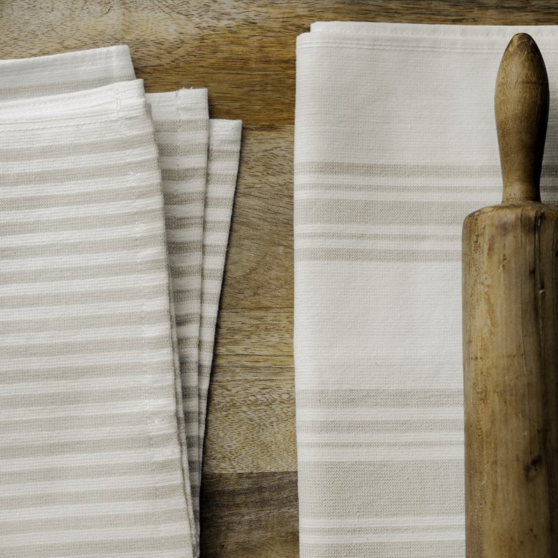 Oversized Kitchen Towels Set - 2 Pack Papyrus Beige/White