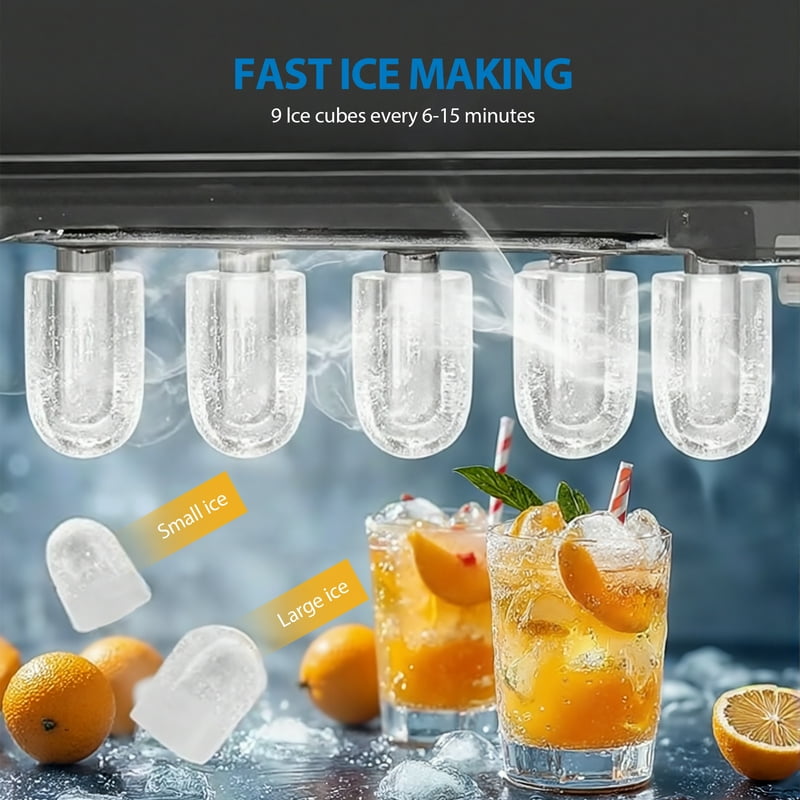 Compact Countertop Ice Maker - 26 lbs/Day, Quick Ice Cycles, Red Sedona