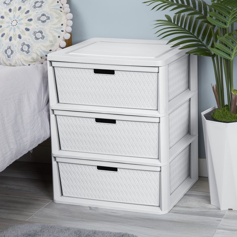 Sterilite Wide 3 Drawer Storage Tower with Removable Plastic Bins - White, Variation of 3, Single