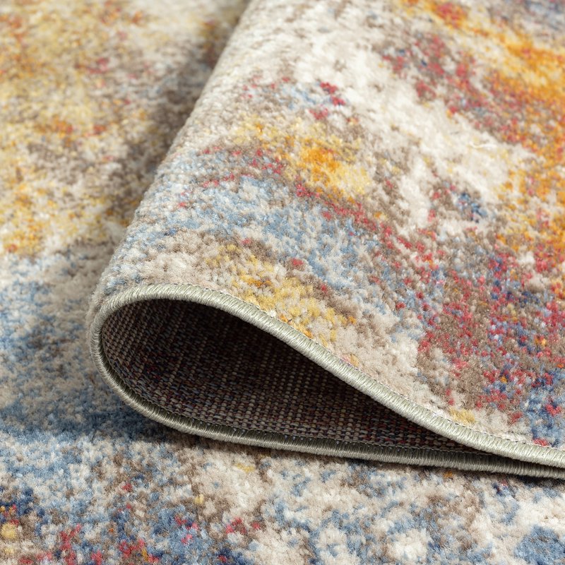 Contemporary Abstract Indoor Area Rug 5'3'' x 7'3'' Multi-Color Polyester - Kid & Pet Friendly