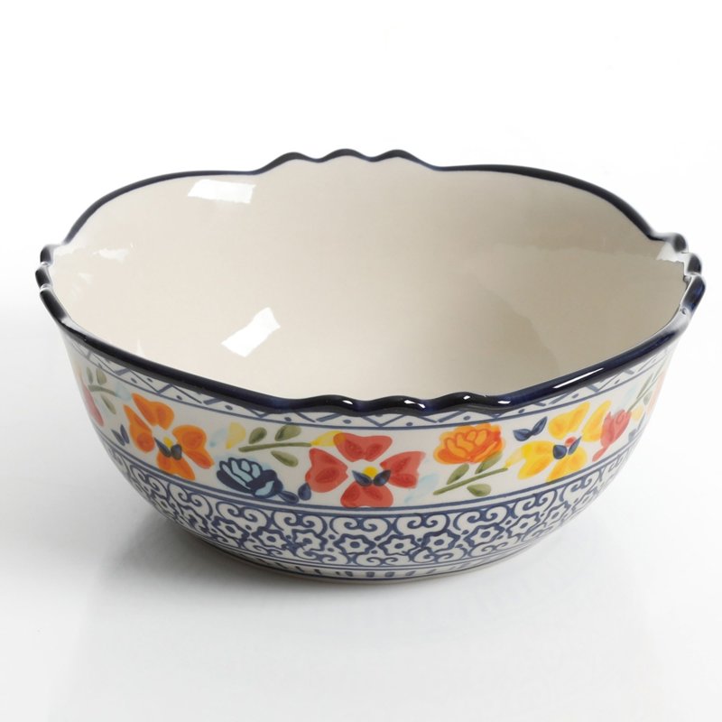 2-Piece Stoneware Bowl Set - Hand-Painted Ceramic, Multicolor