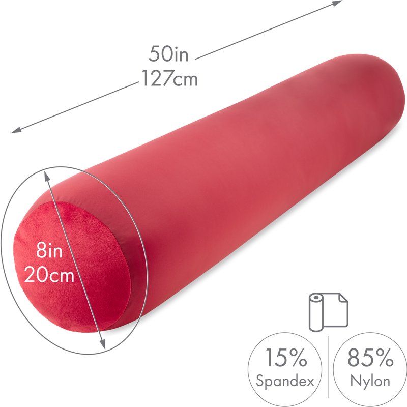 Maroon Body Pillow & Cover - Full Size Microbead Support Pillow for Side Sleepers & Maternity