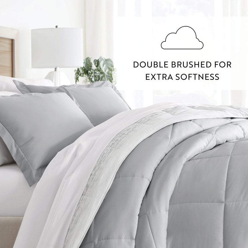King Ombre Gray Comforter Set - 3-Piece Hypoallergenic Microfiber Bedding