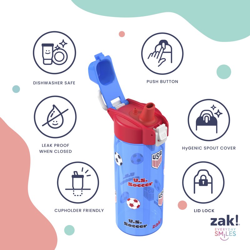 25oz Durable Plastic Soccer Water Bottle with Handle - Blue