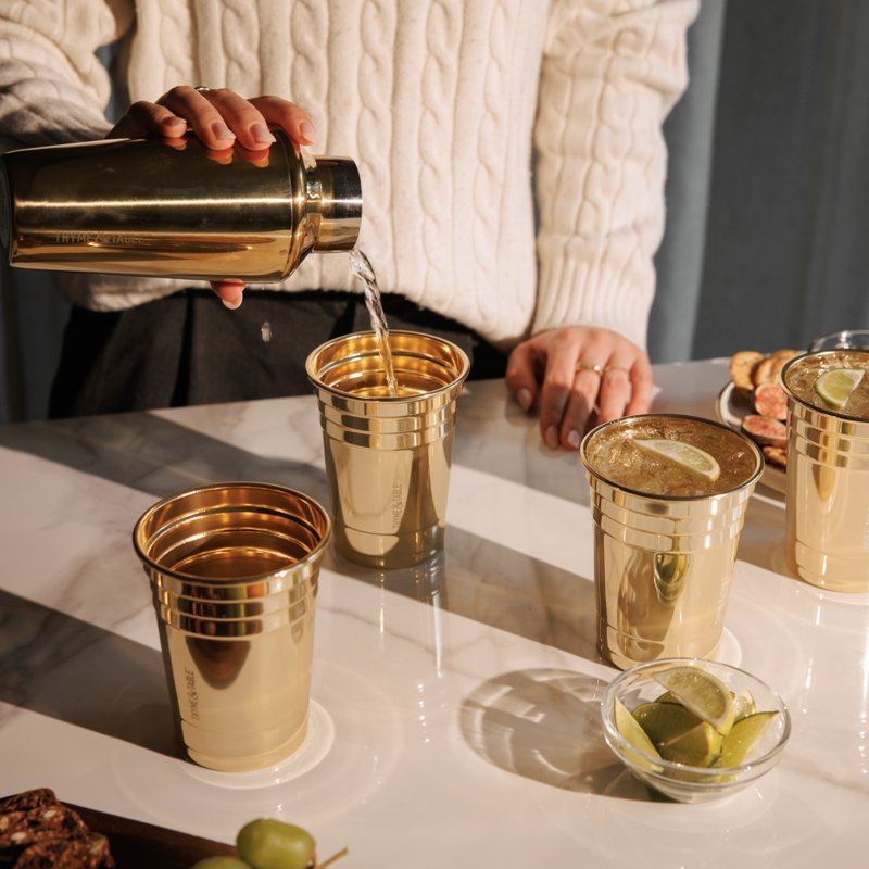 Gold Party Cups - 17 fl oz Aluminum Set of 4