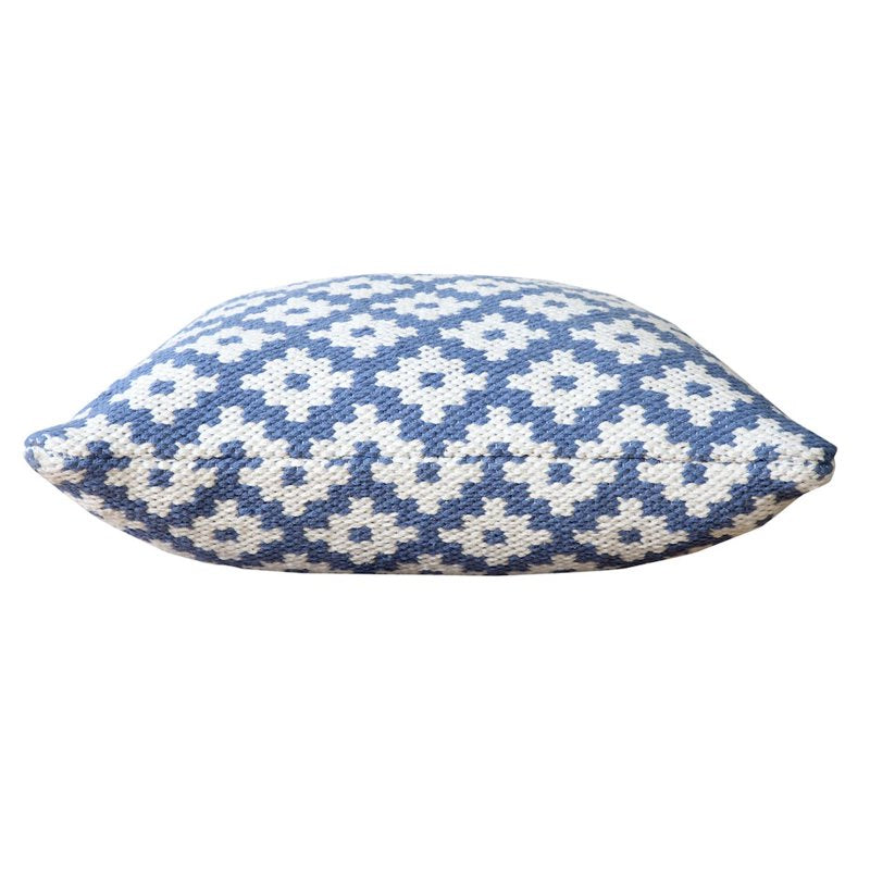 20x20 Blue White Cotton Blend Pillow Cover - Ox Bay Machine-Made