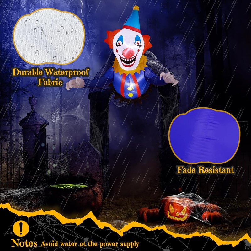 Inflatable Halloween Yard Decoration with Built-in LED Lights - 3.3FT Clown
