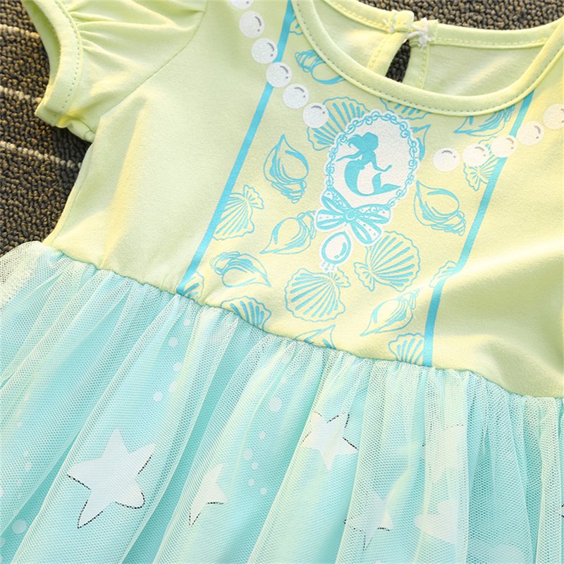 Yellow Mermaid Princess Dress for Toddler Girls 1-6T - Formal Tulle Outfit, Birthday & Halloween