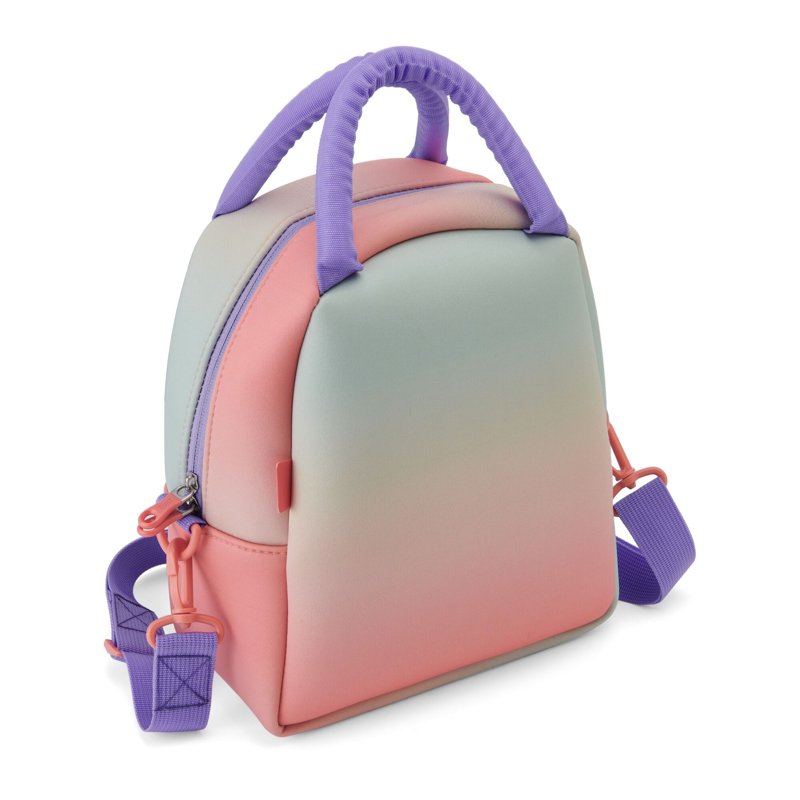 Reusable Neoprene Lunch Bag for Kids - Ombre Coral, Mint, Lavender