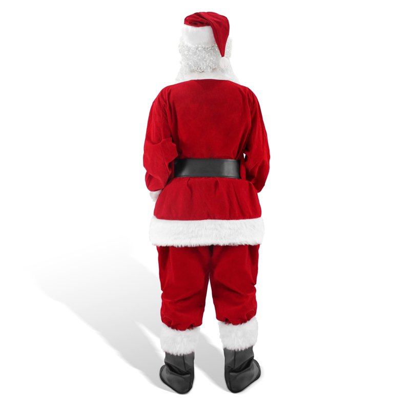 Men's Deluxe Santa Costume Set 11pcs XXL Velvet Christmas Suit - Red