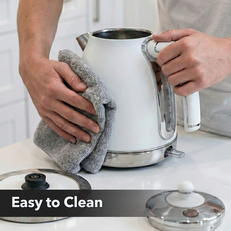 1.7L Stainless Steel Electric Kettle - 1500W Power, White