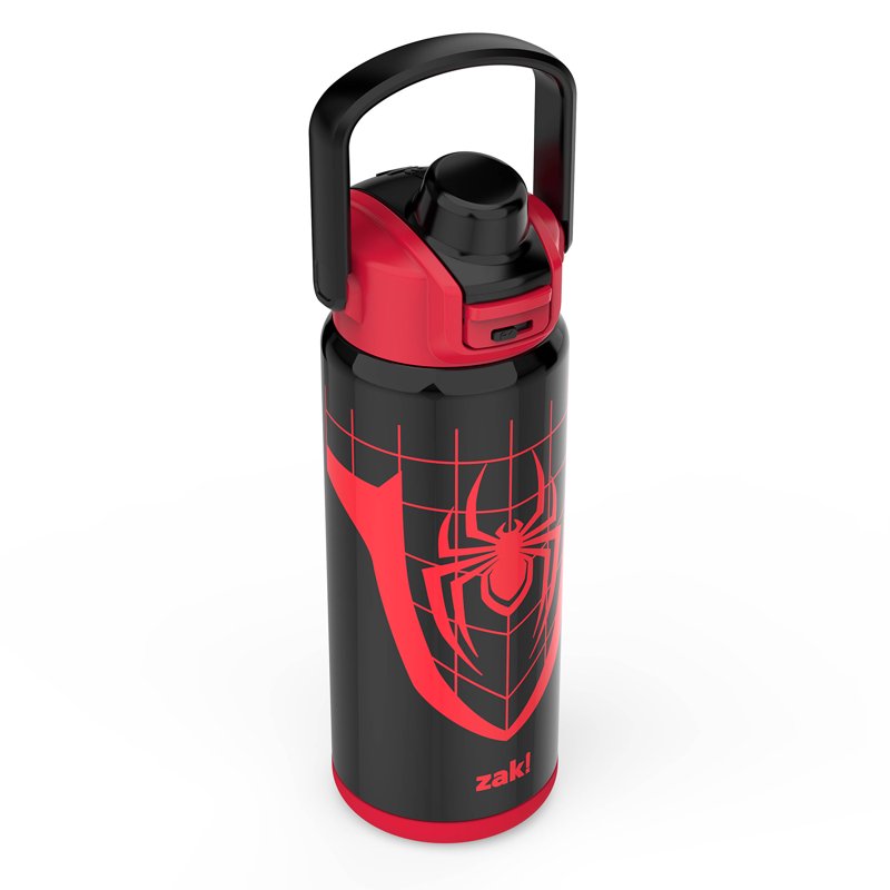 20oz Spiderman Kids Straw Water Bottle - Black Stainless Steel