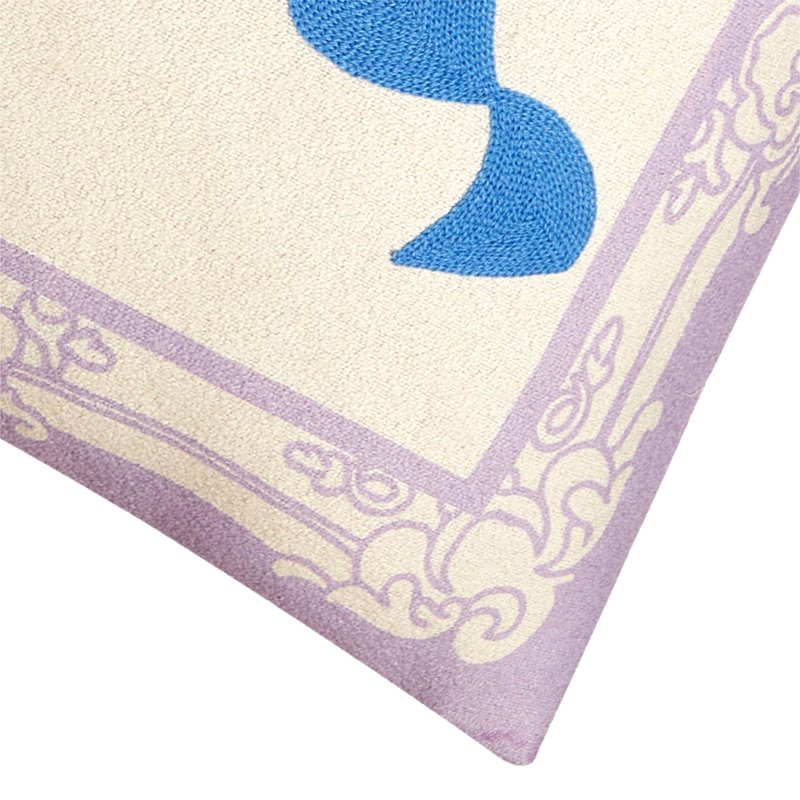 Decorative Embroidered Bow Pillow - 18x18 Inch Purple Throw Cushion