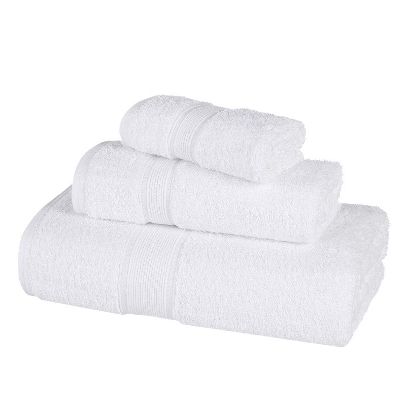 Organic Cotton Bath Towel Set - White, 3 Piece Soft & Absorbent