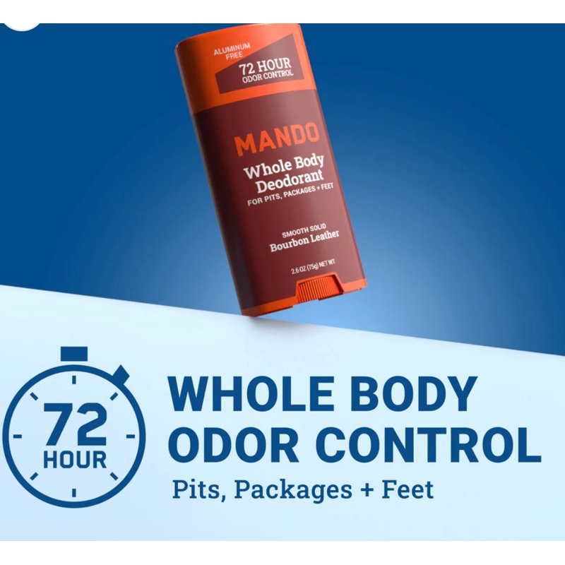 Whole Body Deodorant Stick for Men - Aluminum Free, Bourbon Leather Scent, 2.6 oz