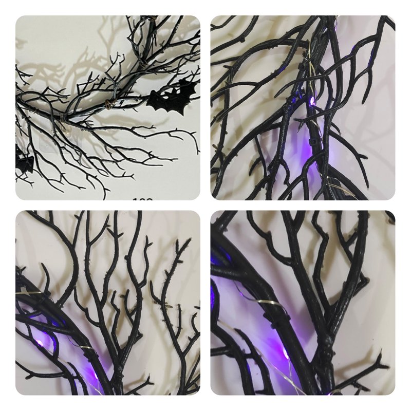 Halloween Wreath with Lights - Indoor Outdoor Front Door Decor - Variation A