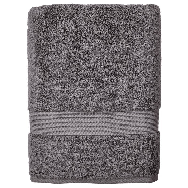 6-Piece Solid Cotton Towel Set - Grey Flannel, Soft & Absorbent