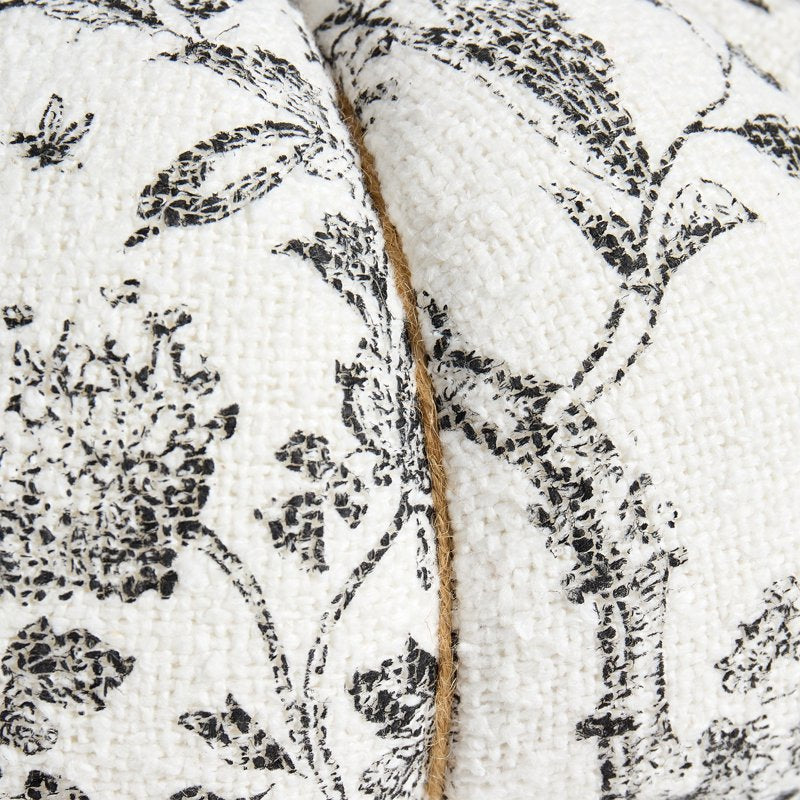 Halloween Raven Toile Pumpkin Decorative Pillow - Ivory & Black, 6 x 10 inches