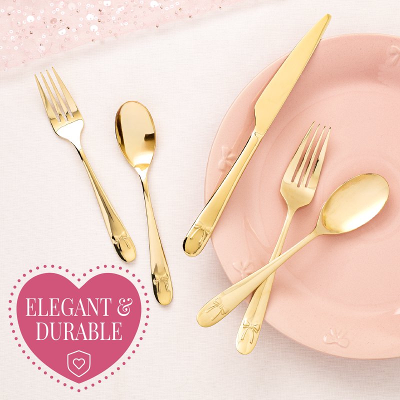 20-Piece Stainless Steel Flatware Set - Gold, Service for 4