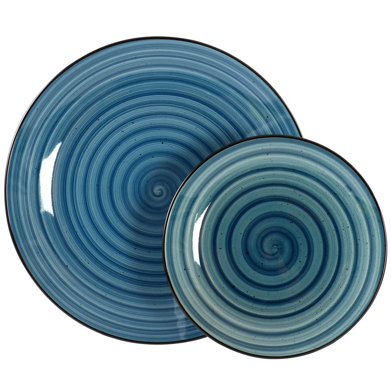 24 Piece Stoneware Dinnerware Set - Dark Blue