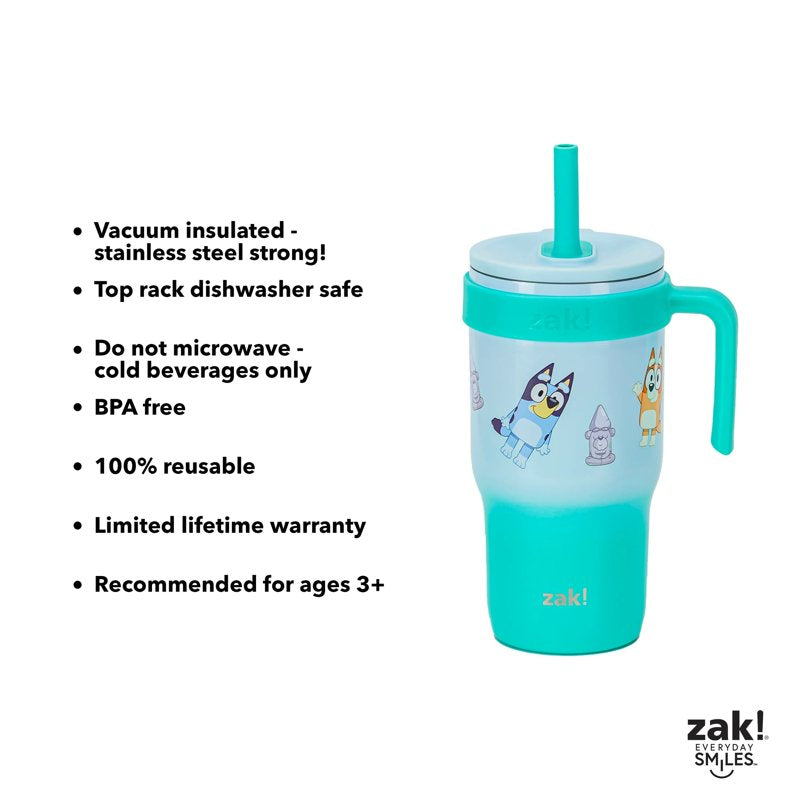 Insulated Tumbler with Straw - 18oz Stainless Steel - Bluey Ombre