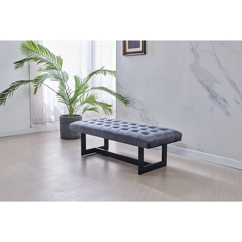 Button-Tufted Upholstered Accent Bench - Multipurpose Seating