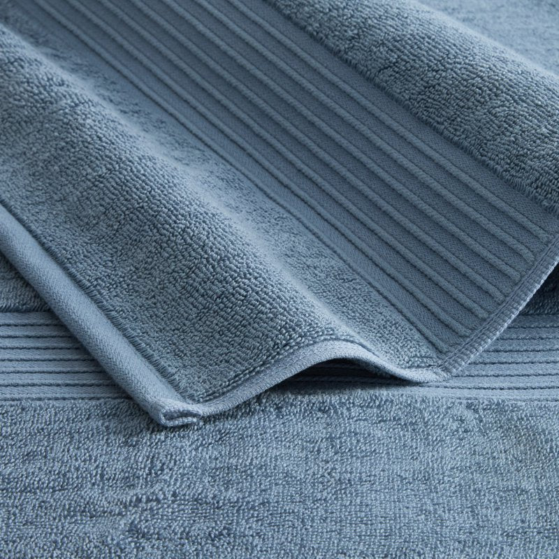 Blue 4-Piece Cotton Bath Towel Set 30x58 Inches - Plush & Absorbent
