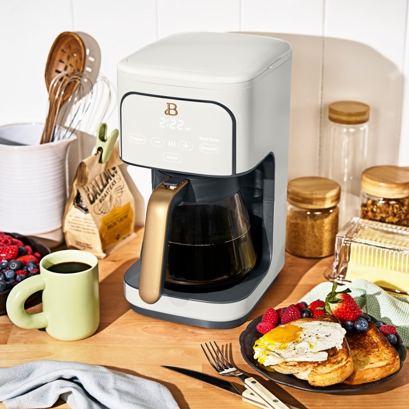 12-Cup Programmable Coffee Maker with 24-Hour Timer - White Icing