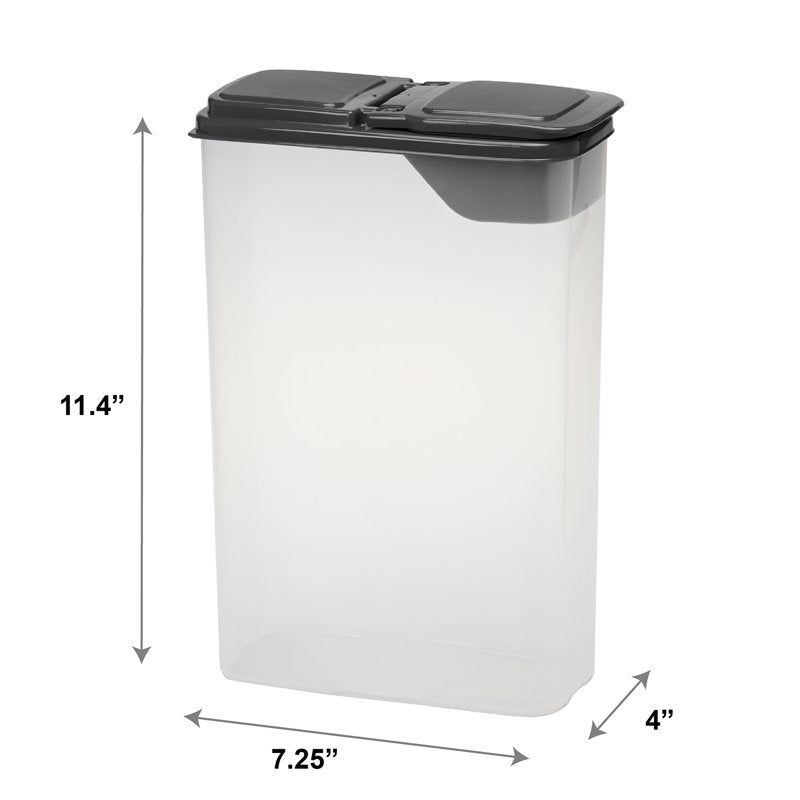 Cereal Dispenser - 2 Pack, Clear with Gray Lid, 16 Cups