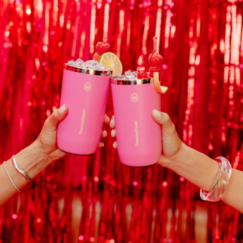 16 oz Insulated Beer Tumbler with Slider Lid - Shocking Pink