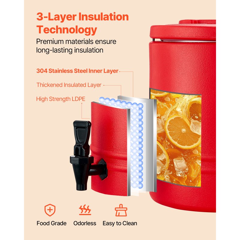 3 Gallon Insulated Beverage Dispenser with Spigot - Hot & Cold