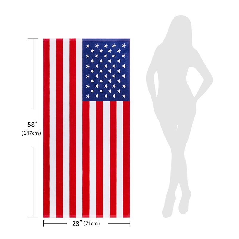 American Flag Cotton Beach Towel - Soft Quick-Dry Pool & Beach Towel 28x58