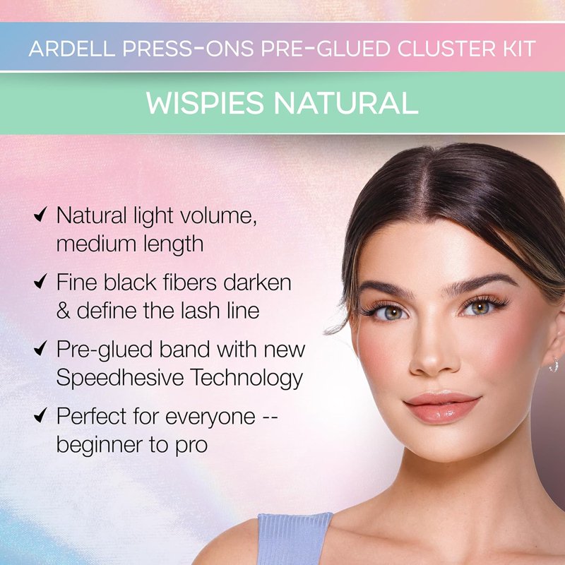 Pre-Glued Lash Clusters, Wispy Natural Eyelash Extension Kit, 60 Count