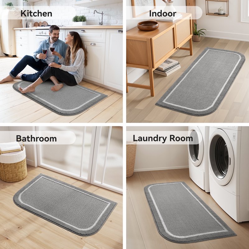 Indoor Outdoor Welcome Mat 24x35 Gray Non-Slip Absorbent Dirt Trap Rug