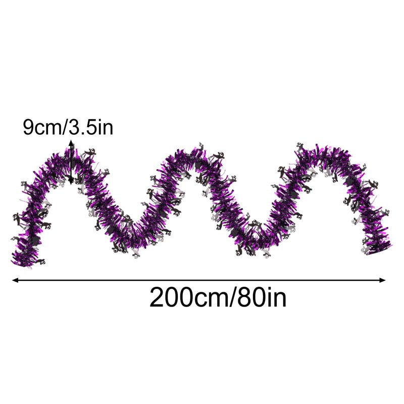 Halloween Gold Foil Garland with Orange Pumpkin Black Spider Purple Bat - 80 Inch Party Decor - Orange, Black, Purple, Gold