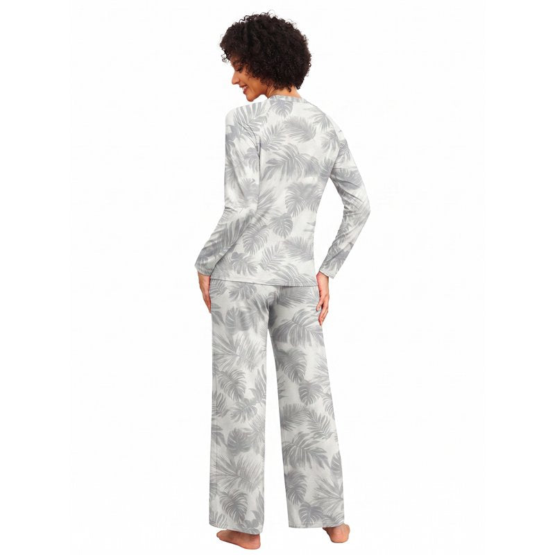 Couple Pajama Sets XL Monstera Pattern Soft Sleepwear for Women Men - Holiday Matching PJs
