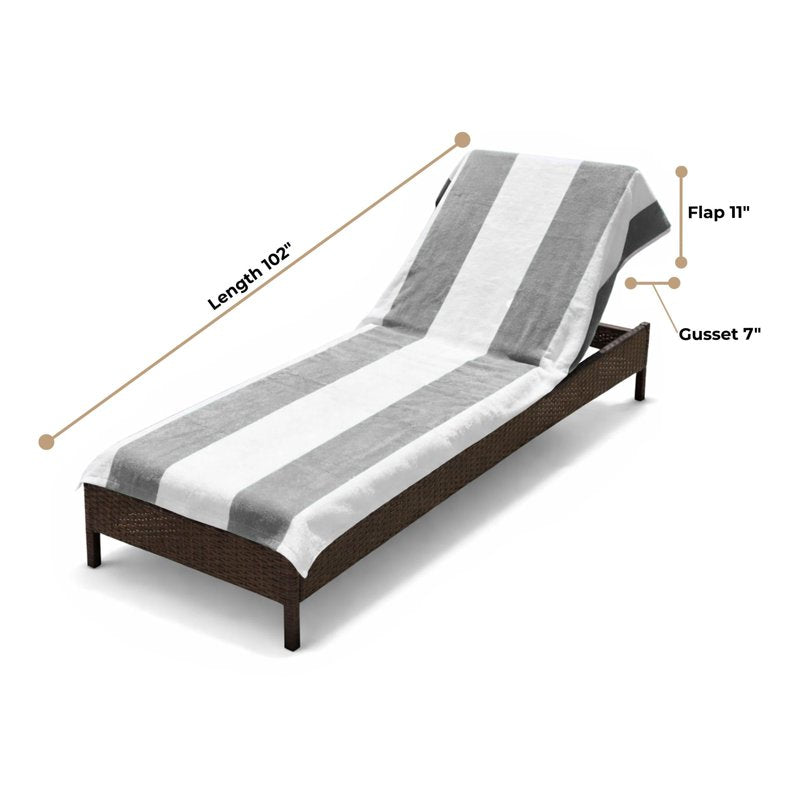 Superior Cabana Cotton Lounge Chair Cover - Light Grey, 1 Piece, Fitted for Standard & Oversized Chairs