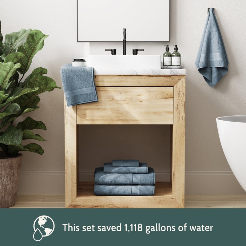 Seed & Stone Ultra-Soft 30% Recycled Cotton Bath Towels Set - Marine Blue