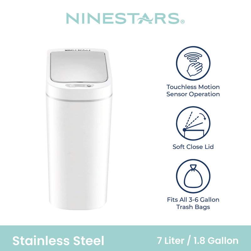 Automatic Bathroom Trash Can with Motion Sensor & Bags - White
