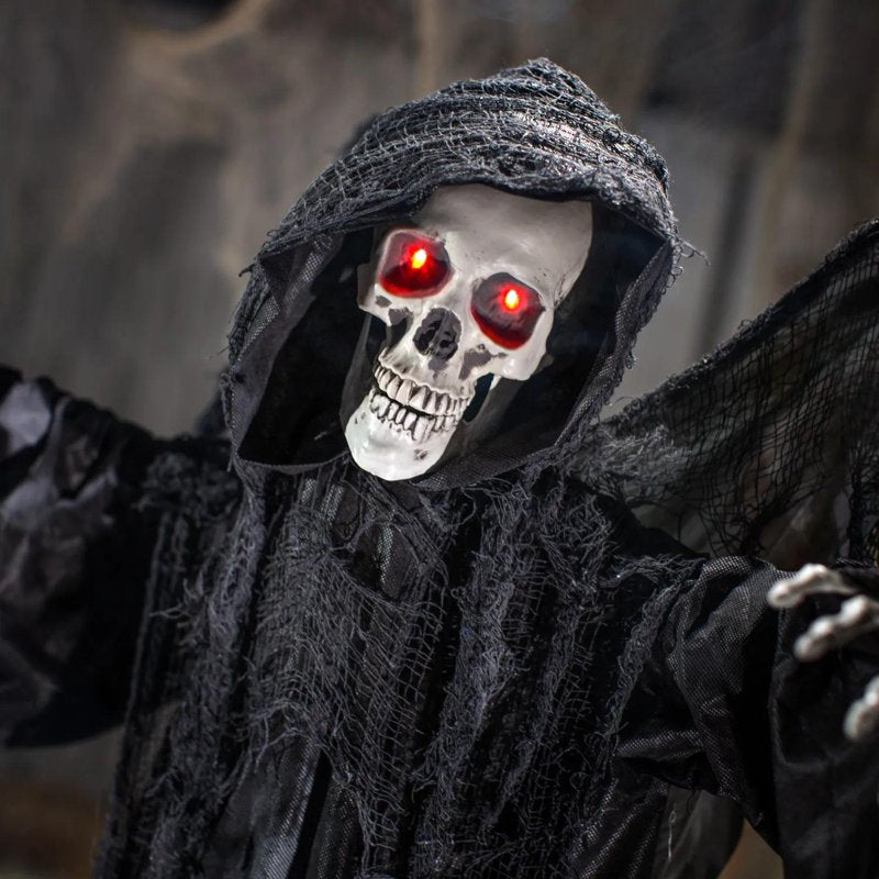 6 Ft Skeletal Reaper with Wings Halloween Animated Prop for Front Yard & Party Decor