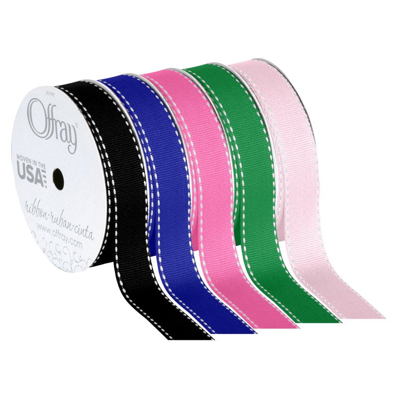 (3 Pack) Offray Black and White Grosgrain Ribbon 5/8 Inch x 9 Feet - Craft & Gift Wrap Supplies