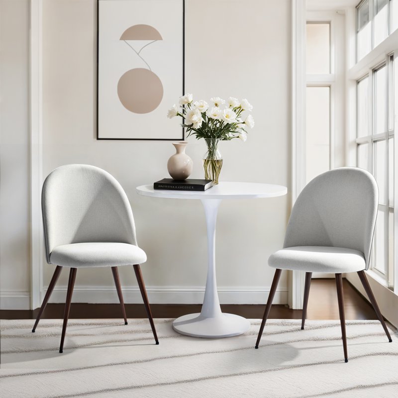 Dining Chair Set of 2 - Upholstered Kitchen Nook Chairs, Beige