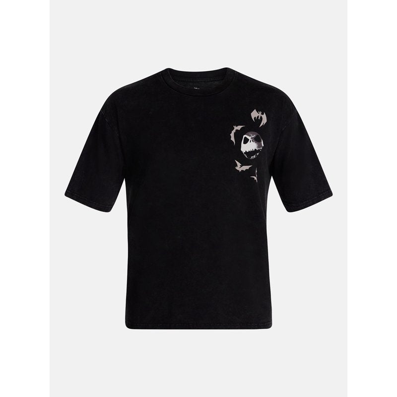 Nightmare Before Christmas Men's Jack Skellington Halloween Graphic Tee Black Wash 4XL - Front & Back Design Halloween Costume Top