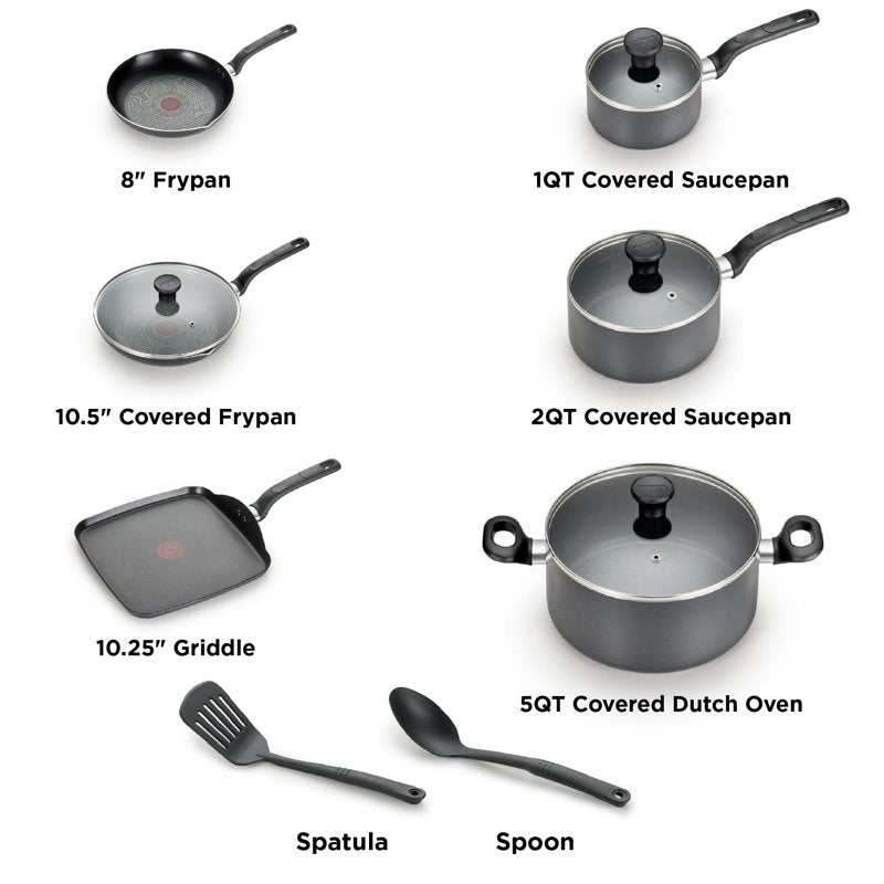 12-Piece Nonstick Cookware Set - Easy Care - Grey