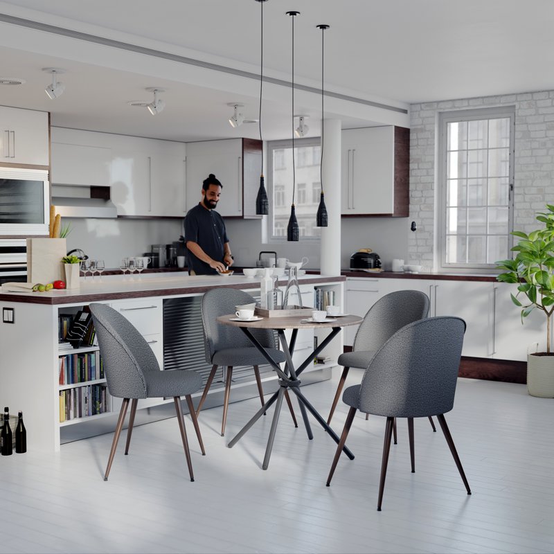 Upholstered Dining Chair Set of 2 for Small Spaces - Gray