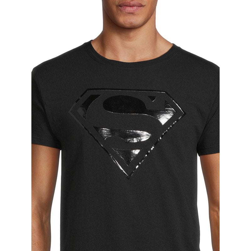 Superman Men’s & Big Men’s Graphic T-Shirt Tonal Logo XL Black
