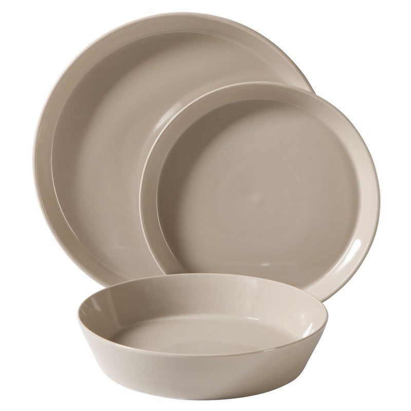 Fine Ceramic Dinnerware Set - 12-Piece Taupe